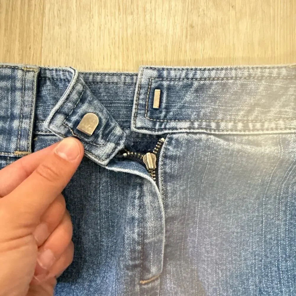 LOFT Denim Mini Skirt Patch Pocket Y2K 90s Casual Jean Skirt Size 2